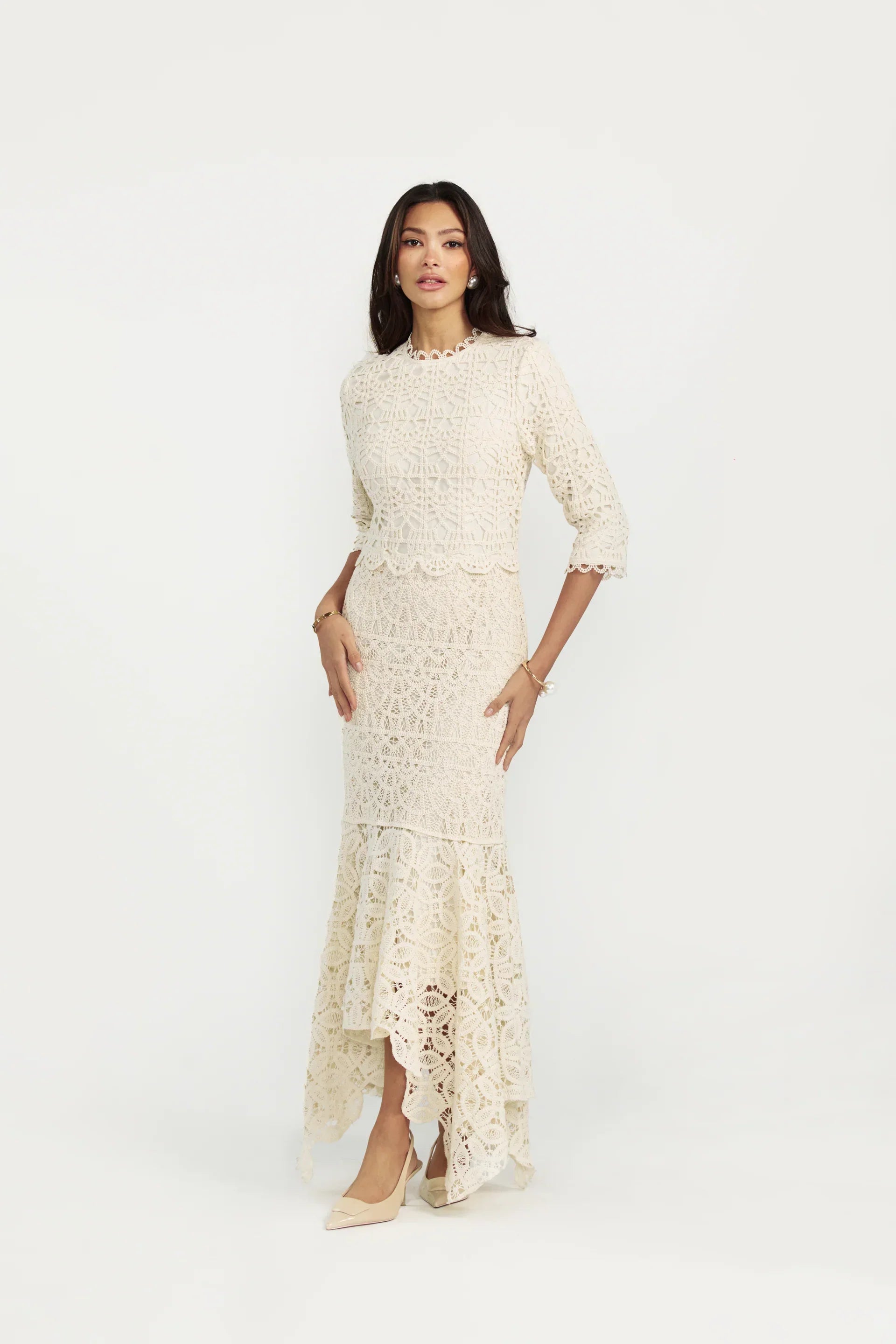 Lace Cascade Maxi Dress