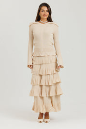 Thin Knit Ruffle Top Cream