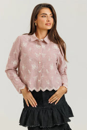 Scalloped Blouse & Maroon