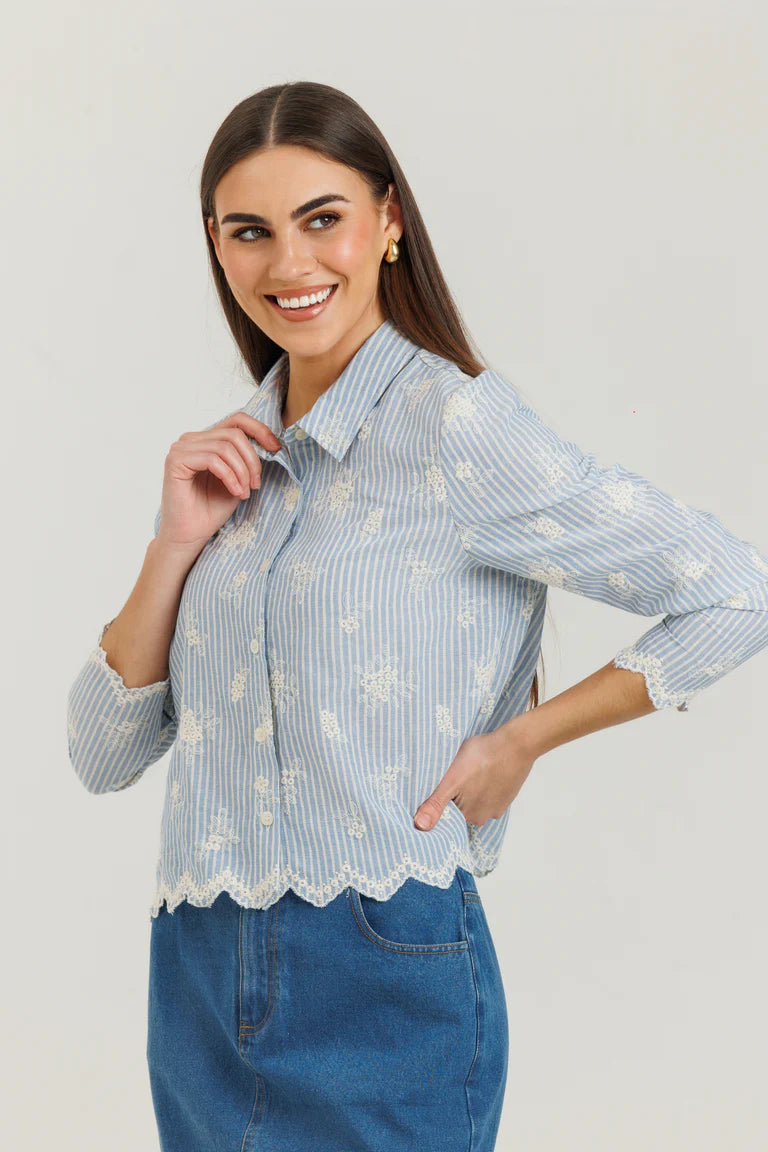 Scalloped Blouse & Blue