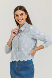 Scalloped Blouse & Blue