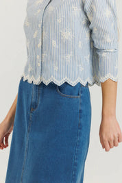 Scalloped Blouse & Blue