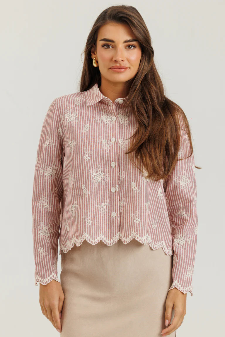 Scalloped Blouse & Maroon