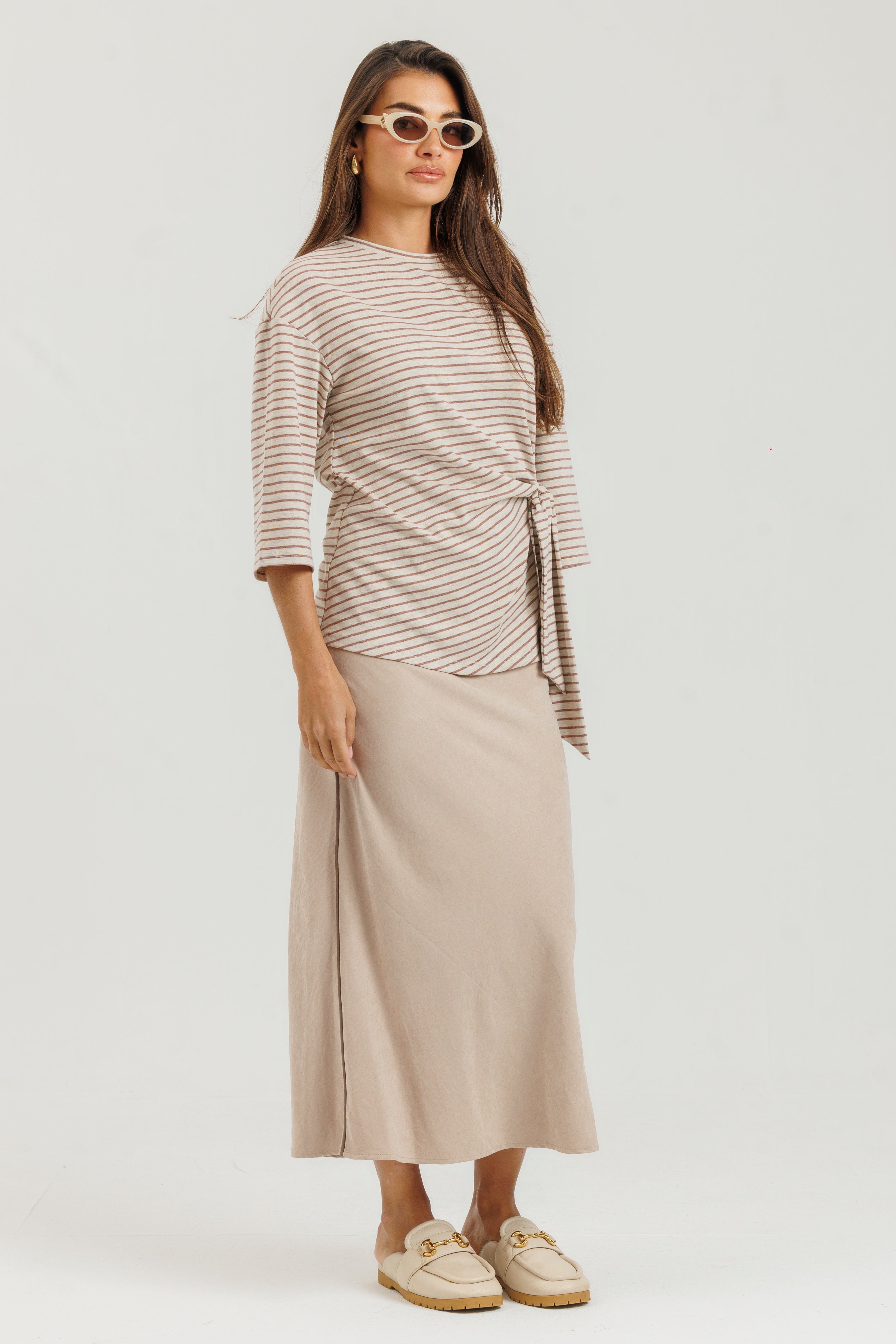 Tan Seam Slip Skirt