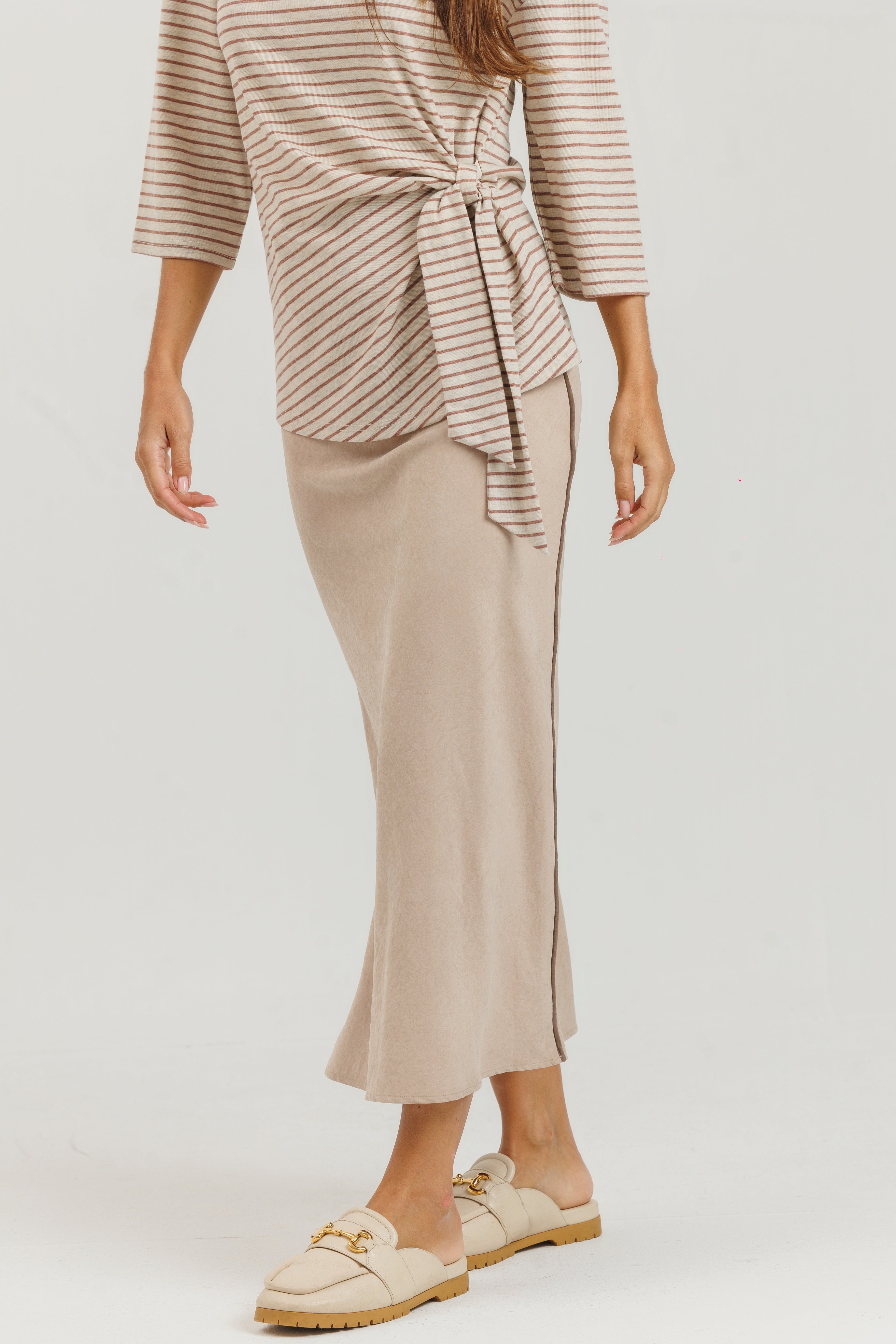 Tan Seam Slip Skirt