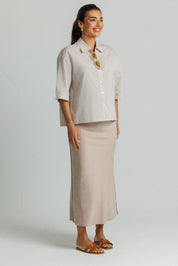 Tan Seam Slip Skirt