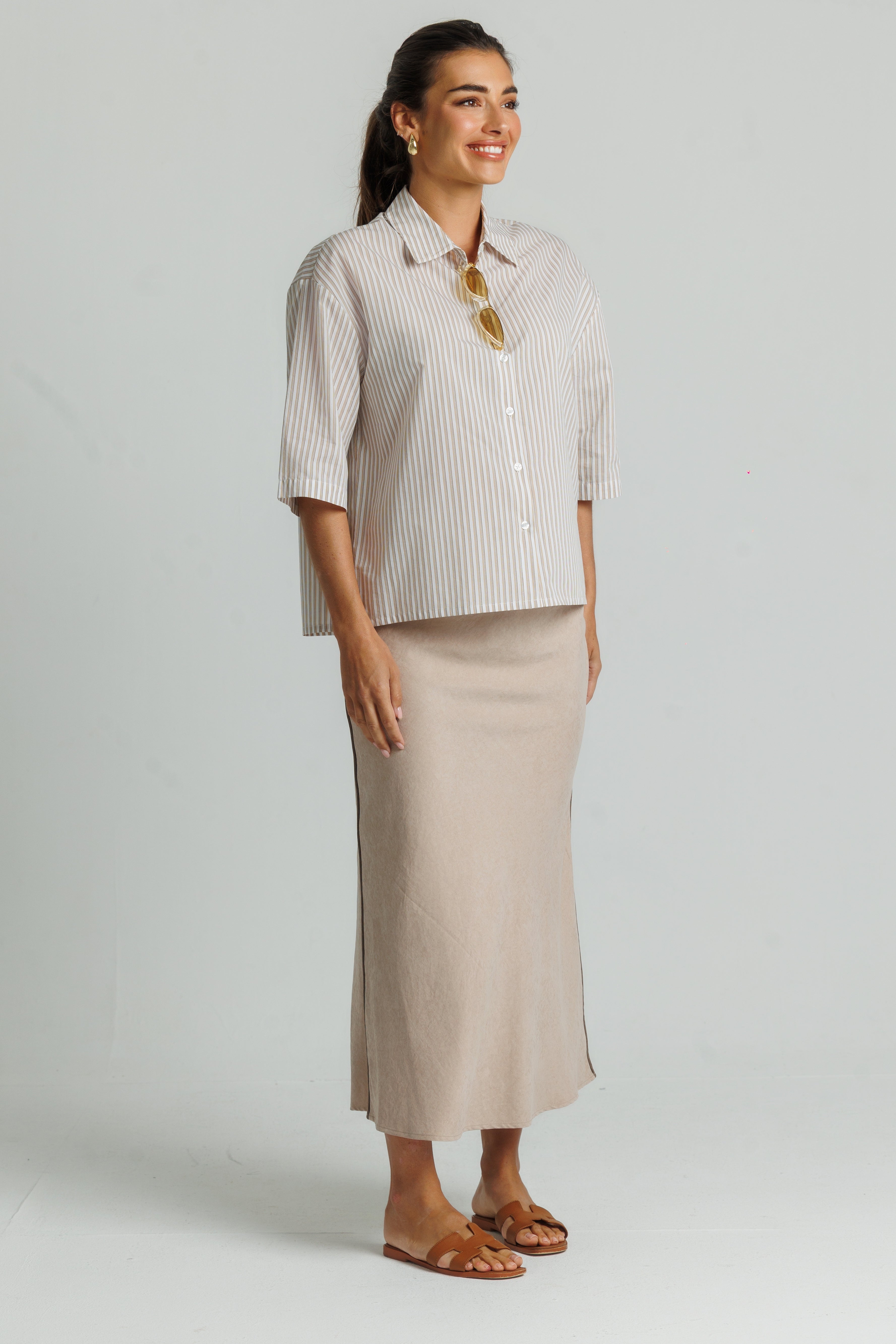 Tan Seam Slip Skirt