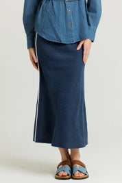 Navy Seam Slip Skirt
