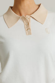 Two Tone Knit Polo Cream