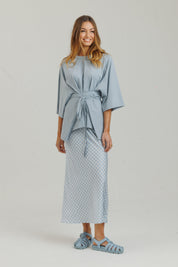 Gingham Slip Skirt Powder Blue