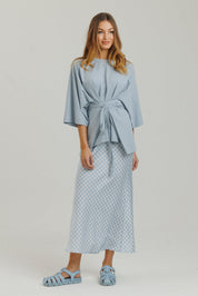 Gingham Slip Skirt Powder Blue