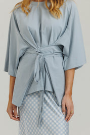 Gingham Slip Skirt Powder Blue