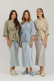 Gingham Slip Skirt Powder Blue
