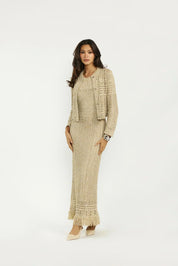 Shimmer Knit Dress & Cardigan - Gold Hue