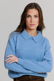 Collar Knit Sweater , Powder Blue