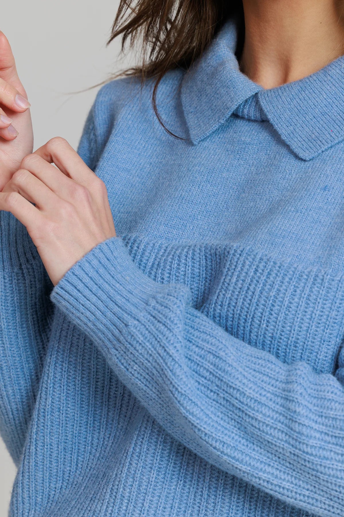 Collar Knit Sweater , Powder Blue