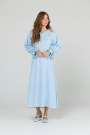 Blue Linear Cotton Maxi