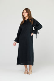 Black Linear Cotton Maxi