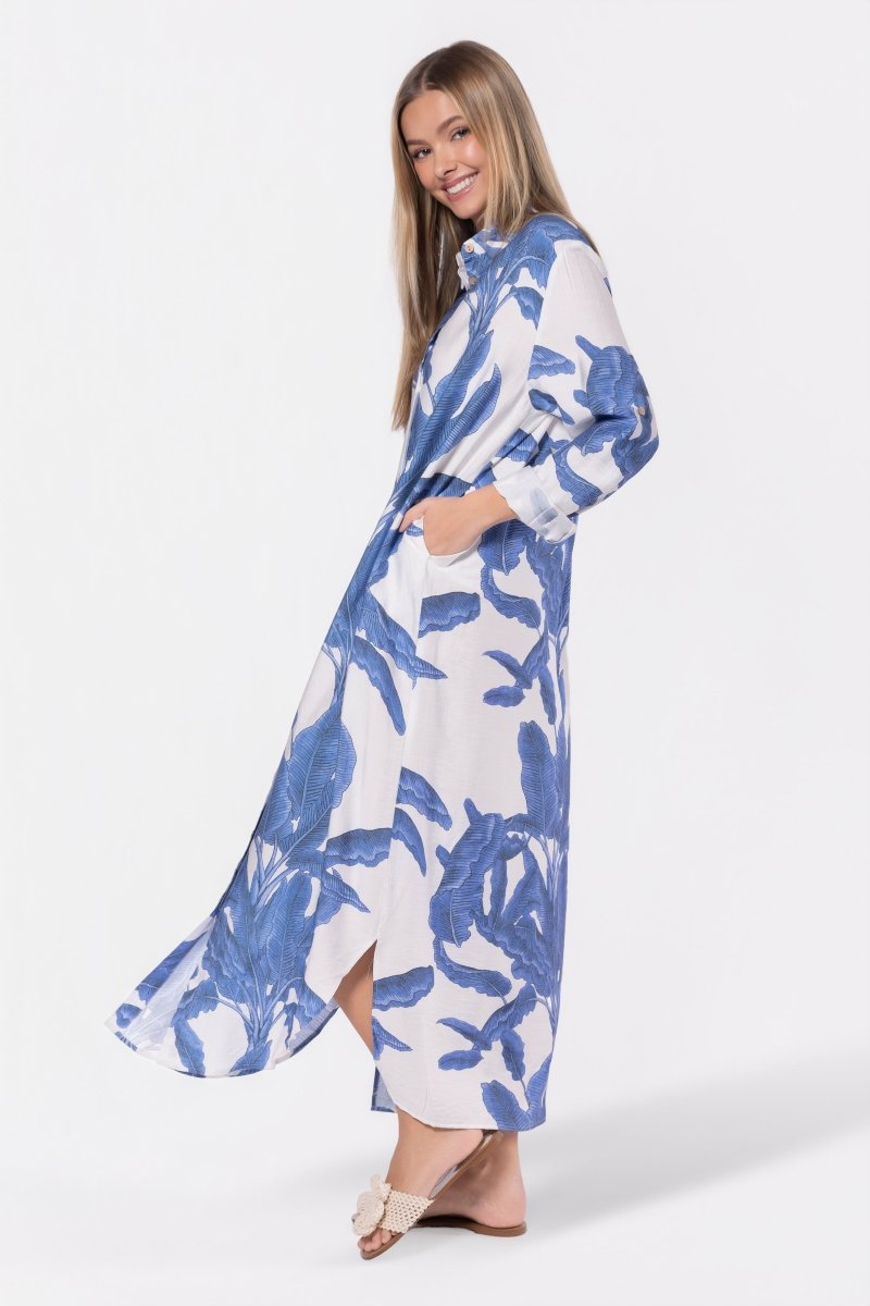 Lindsey Dress (White/Blue)