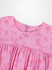 Pink Flower Dress - 3/4 Sleeve