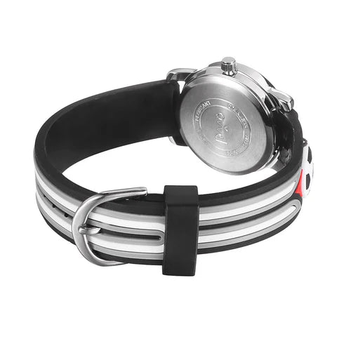 Ovvel Boys Analog Watch for kids with Time Teaching Display - Black Soccer