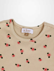 Tan Floral T-shirt - Short Sleeve