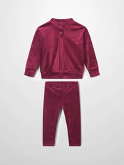 Velour Bomber Set - Burgundy