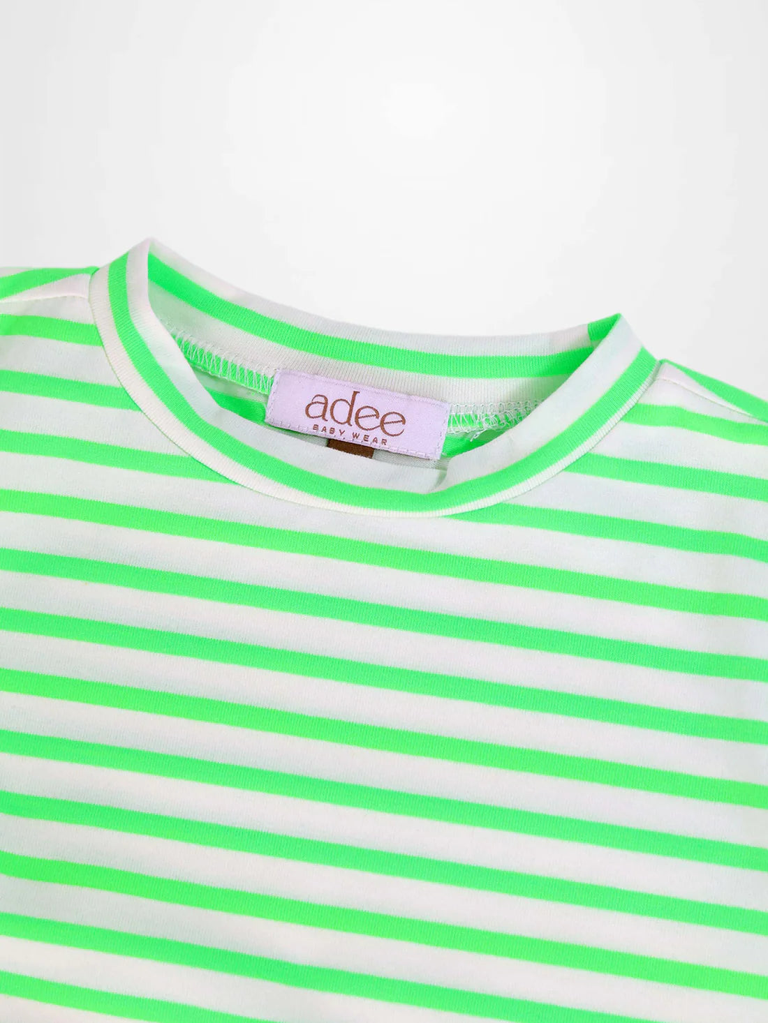 Neon Green Striped Boxy T-shirt - Short Sleeve