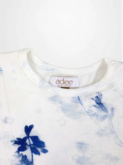 Blue Flower T-Shirt - 3/4 Sleeve