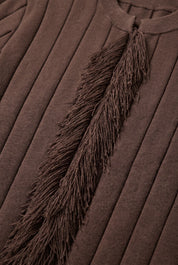 KNIT FRINGE SET-BROWN