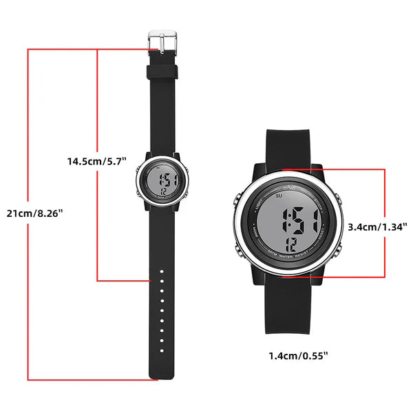Ovvel Boys Digital Wristwatch with Many Features - Solid Black