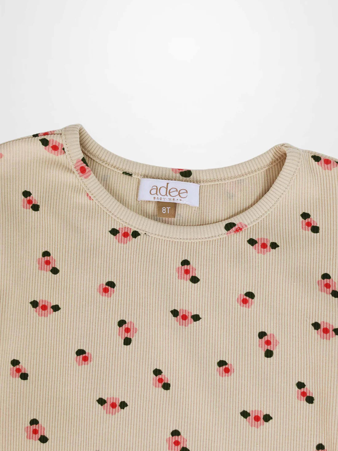 Tan Floral T-shirt - 3/4 Sleeve