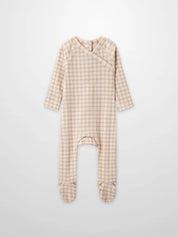 Oatmeal Grid Stretchy - Blue