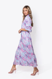 Alice Dress Short Sleeve (Raspberry/Blue)