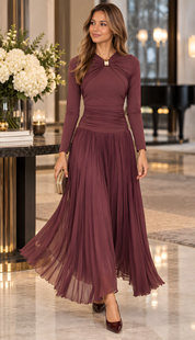 WINE COLORED MESH DRESS (M3)