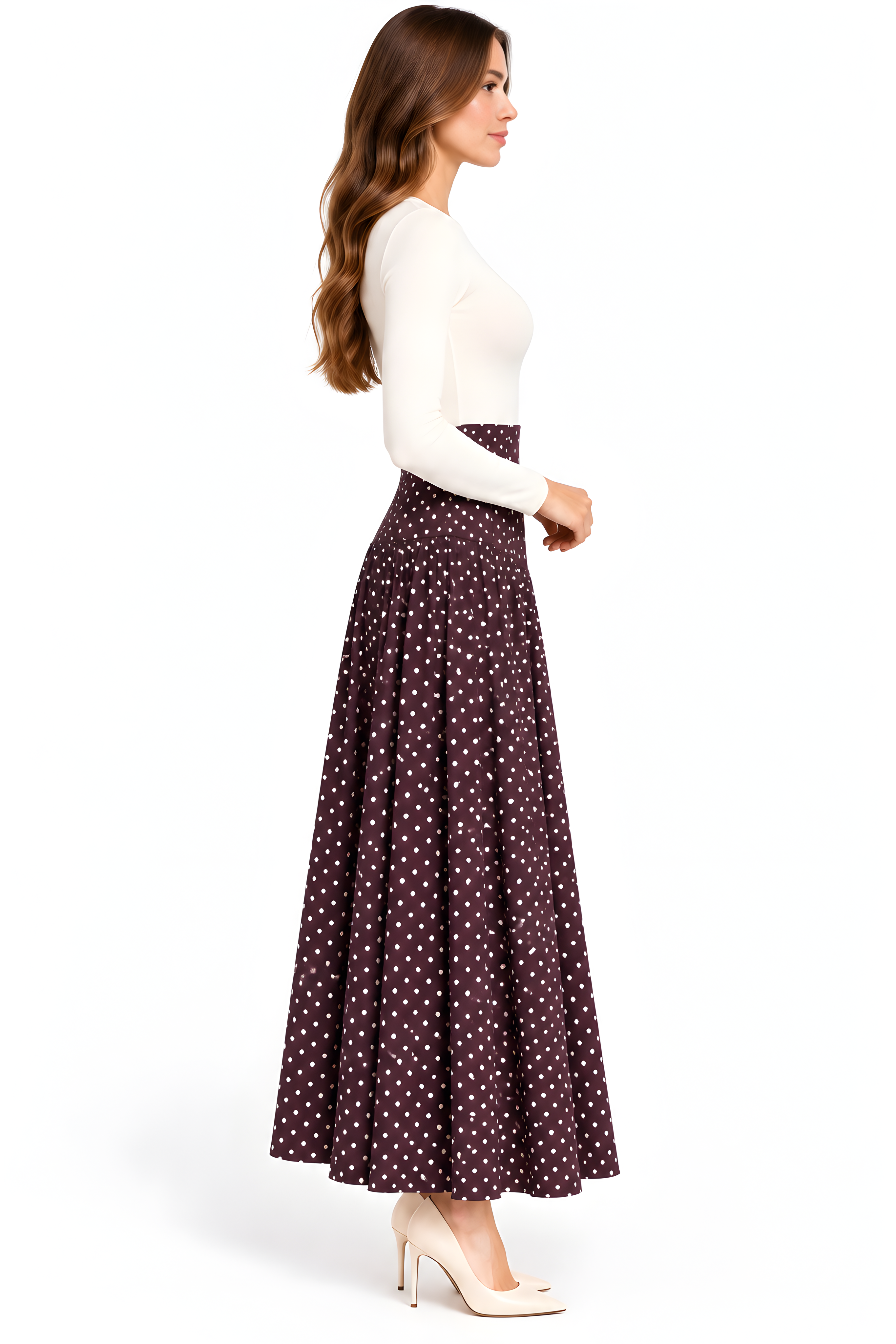 PLEATED POLKADOT SKIRT (M25)