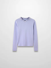 Collared High V T-Shirt-Light Blue