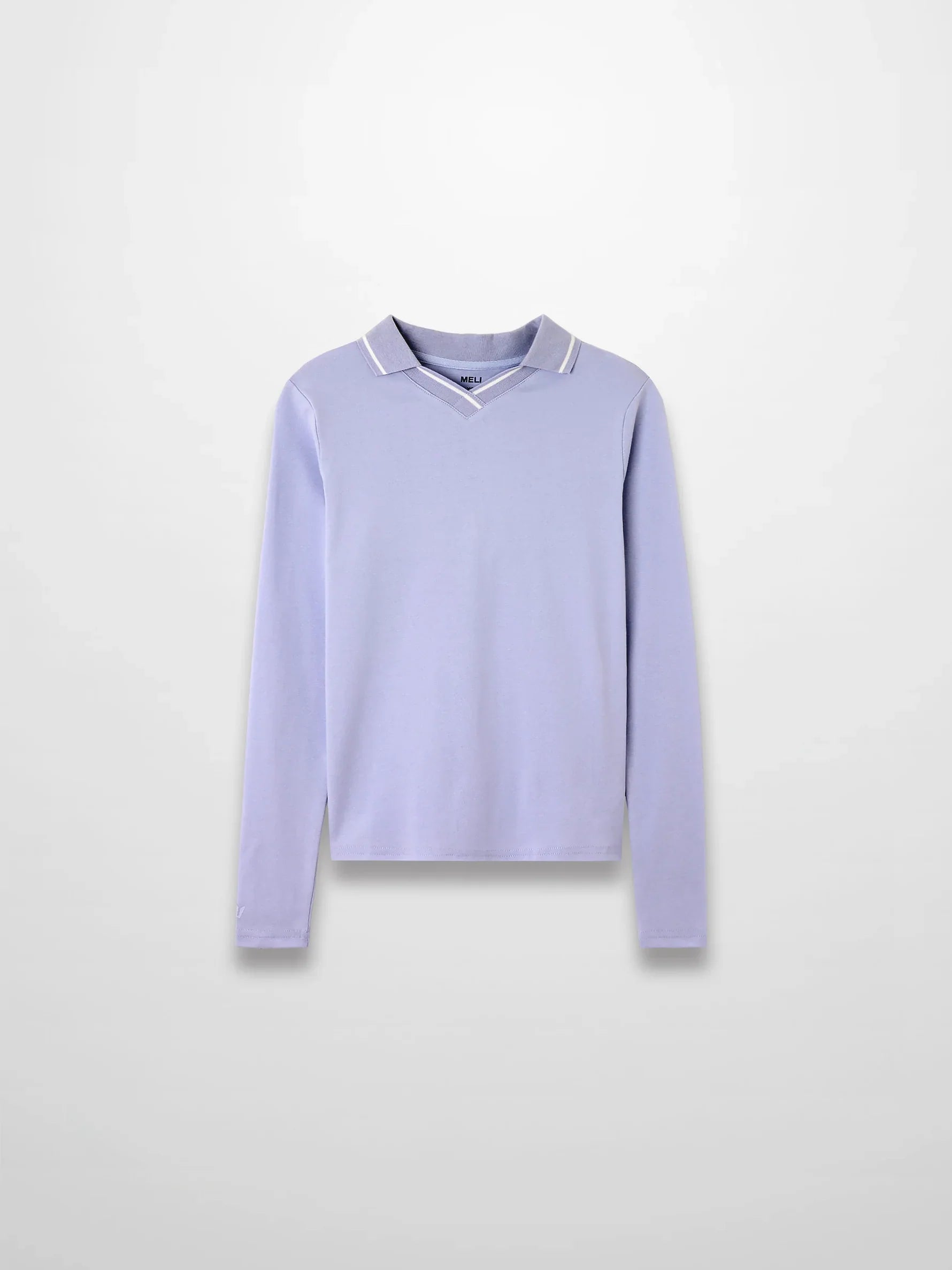 Collared High V T-Shirt-Light Blue