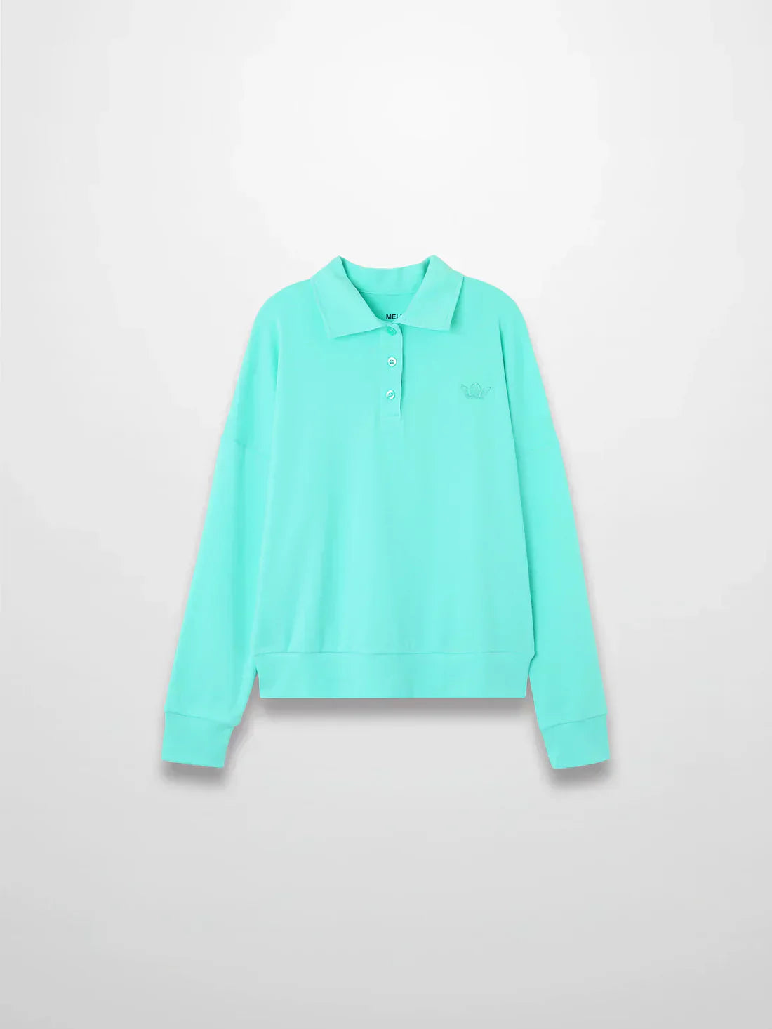 Collared Bomber Tee-Aqua
