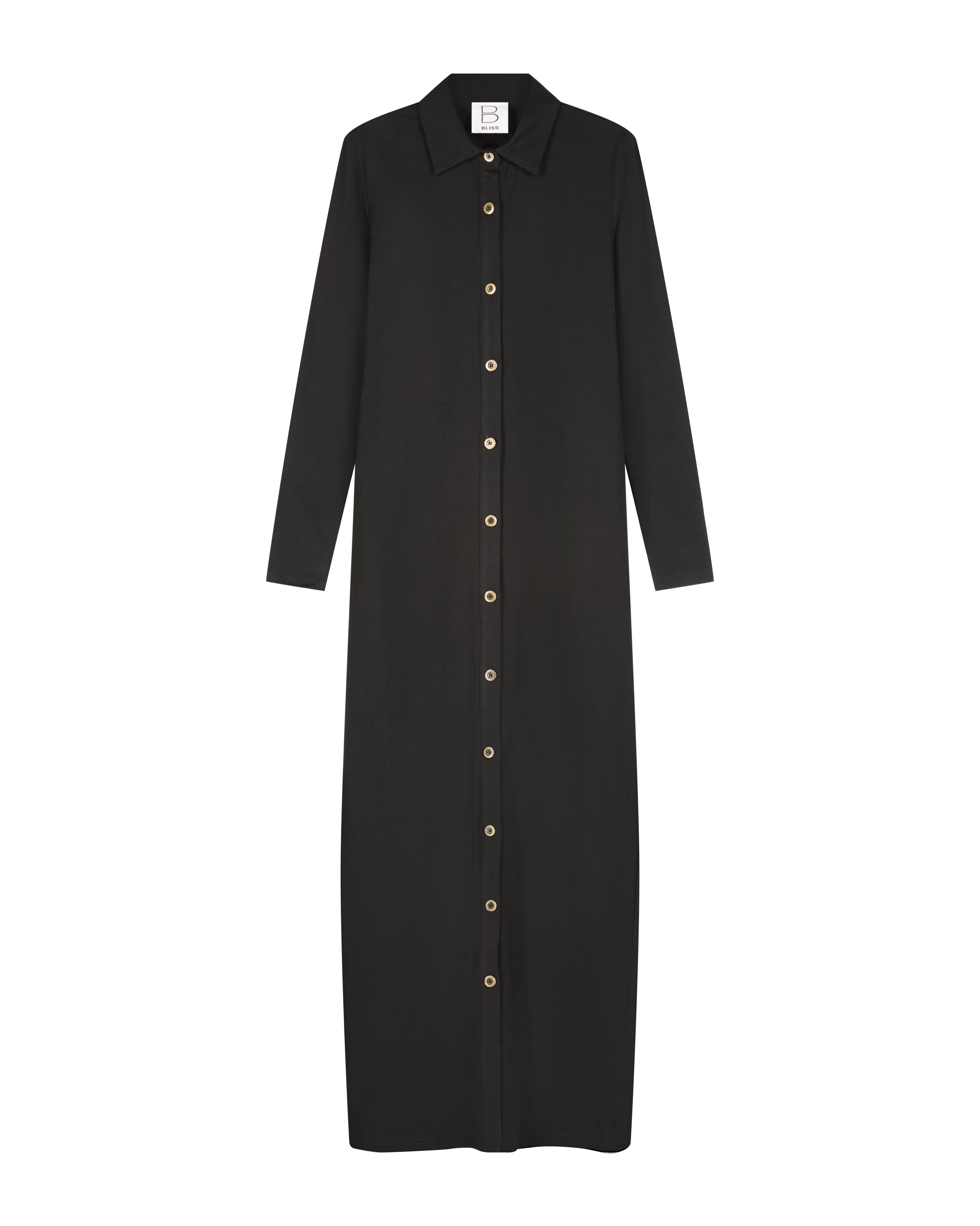 Bliss Button Down Shirt Dress Black