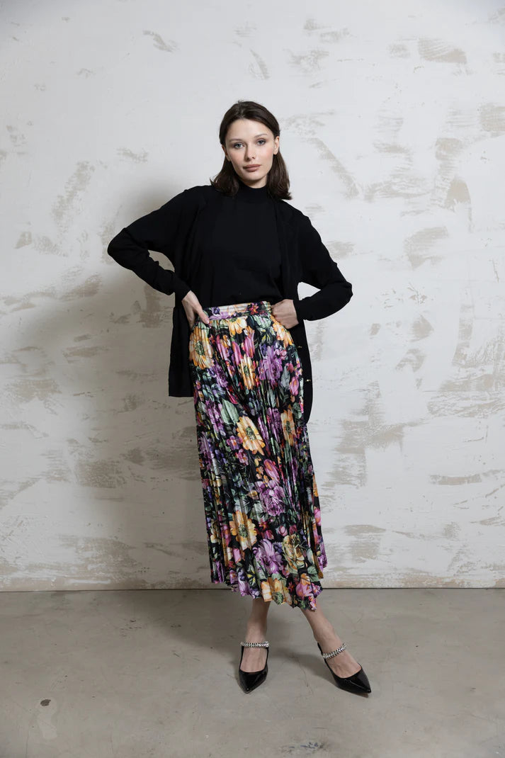 Arrow Pleated Skirt - Floral