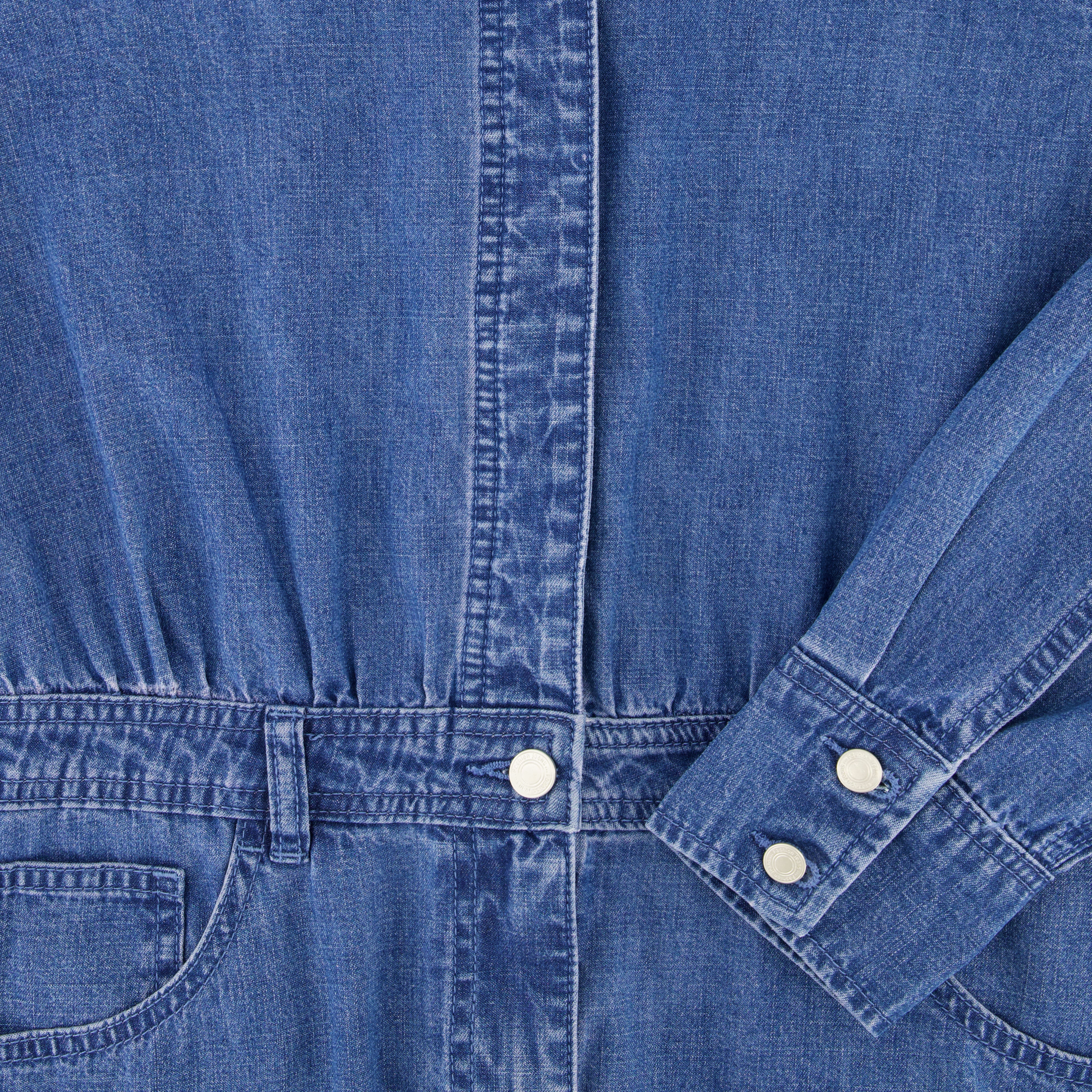 DENIM UTILITY DRESS-BLUE DENIM