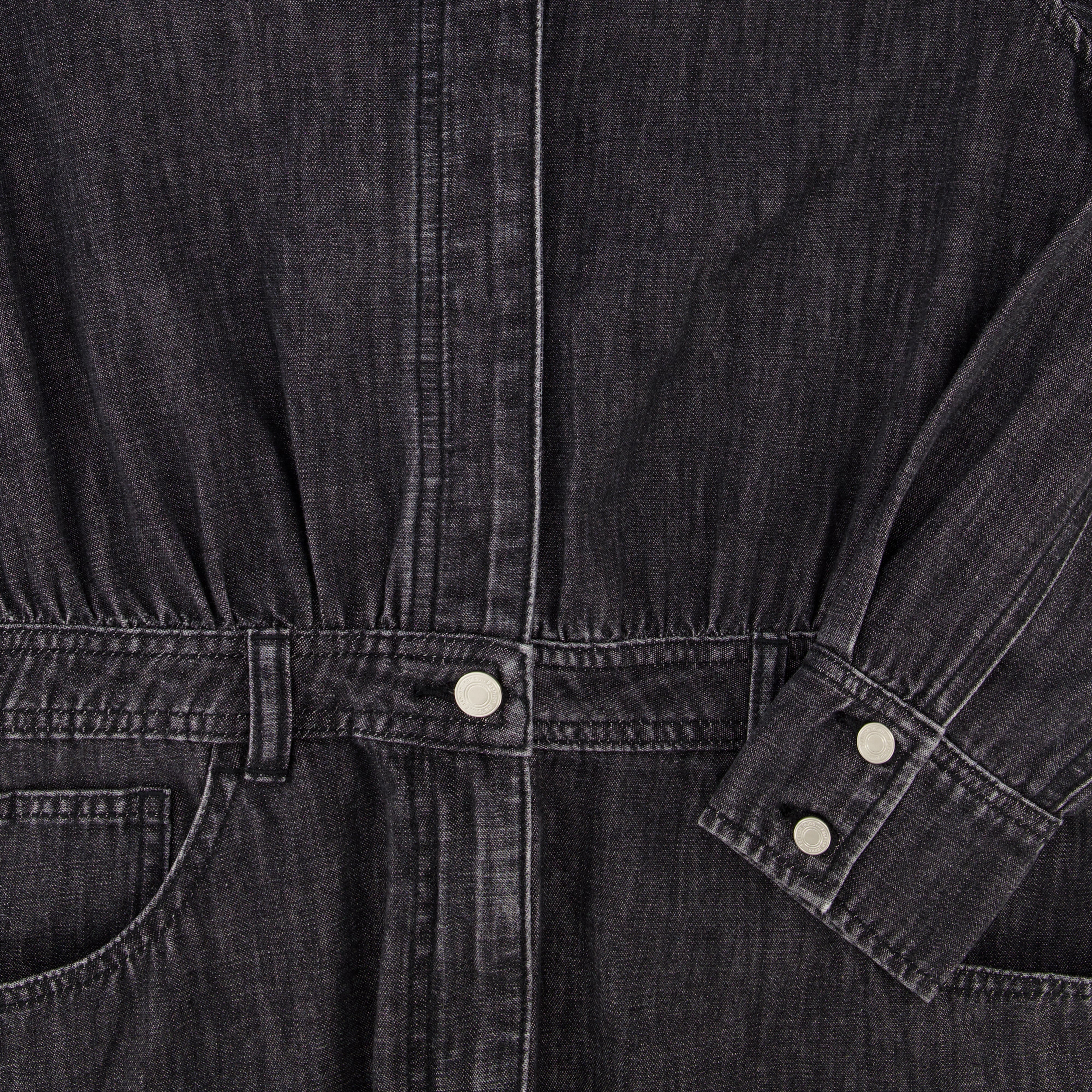DENIM UTILITY DRESS-BLACK DENIM