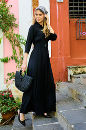 LACE WAIST MAXI-BLACK