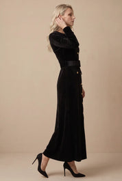 VELVET BELTED MAXI- BLACK
