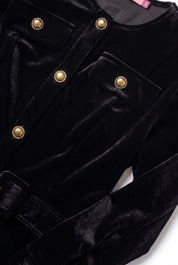 VELVET BELTED MAXI- BLACK