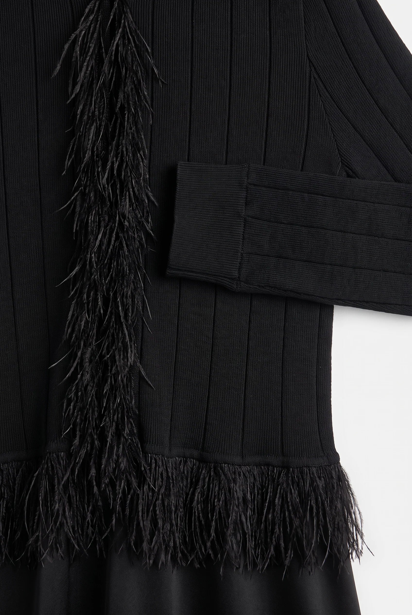 KNIT FRINGE SET-BLACK