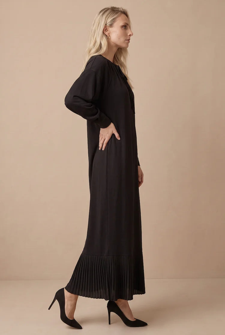 DRAWSTRING FLOUNCE MAXI-BLACK