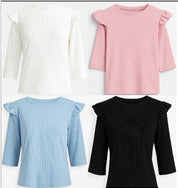 AD-MM Ribbed Puff 3/4 Sleeve Top