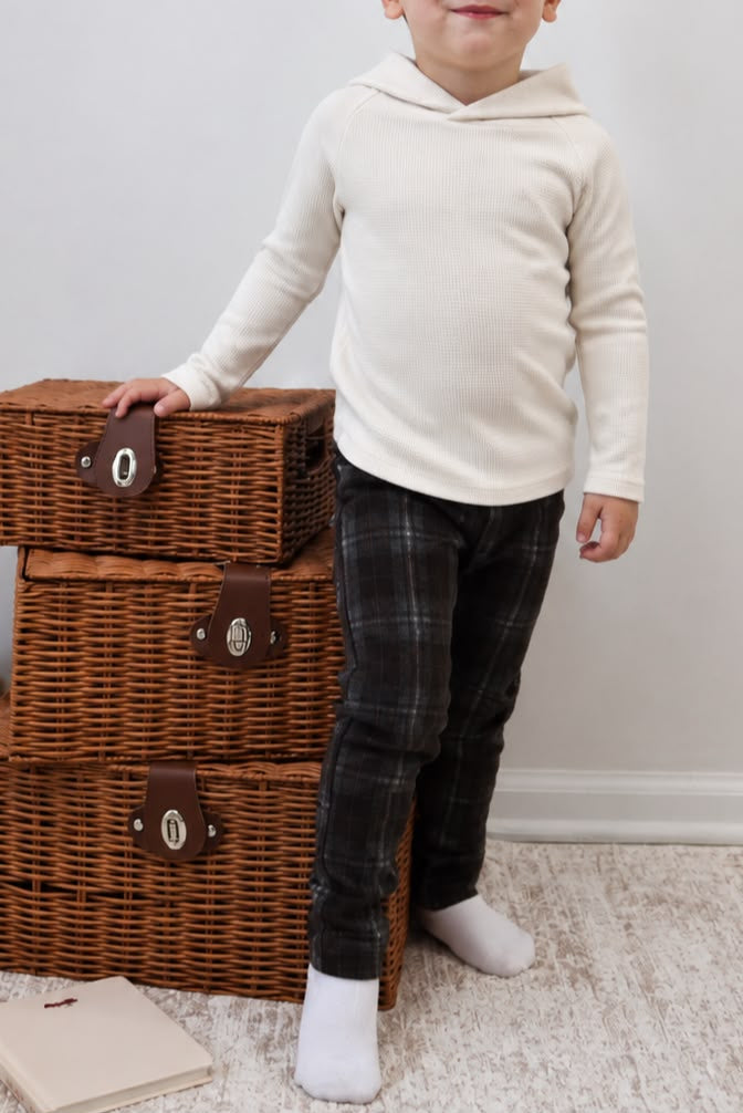 Brown Plaid Stretch Pants